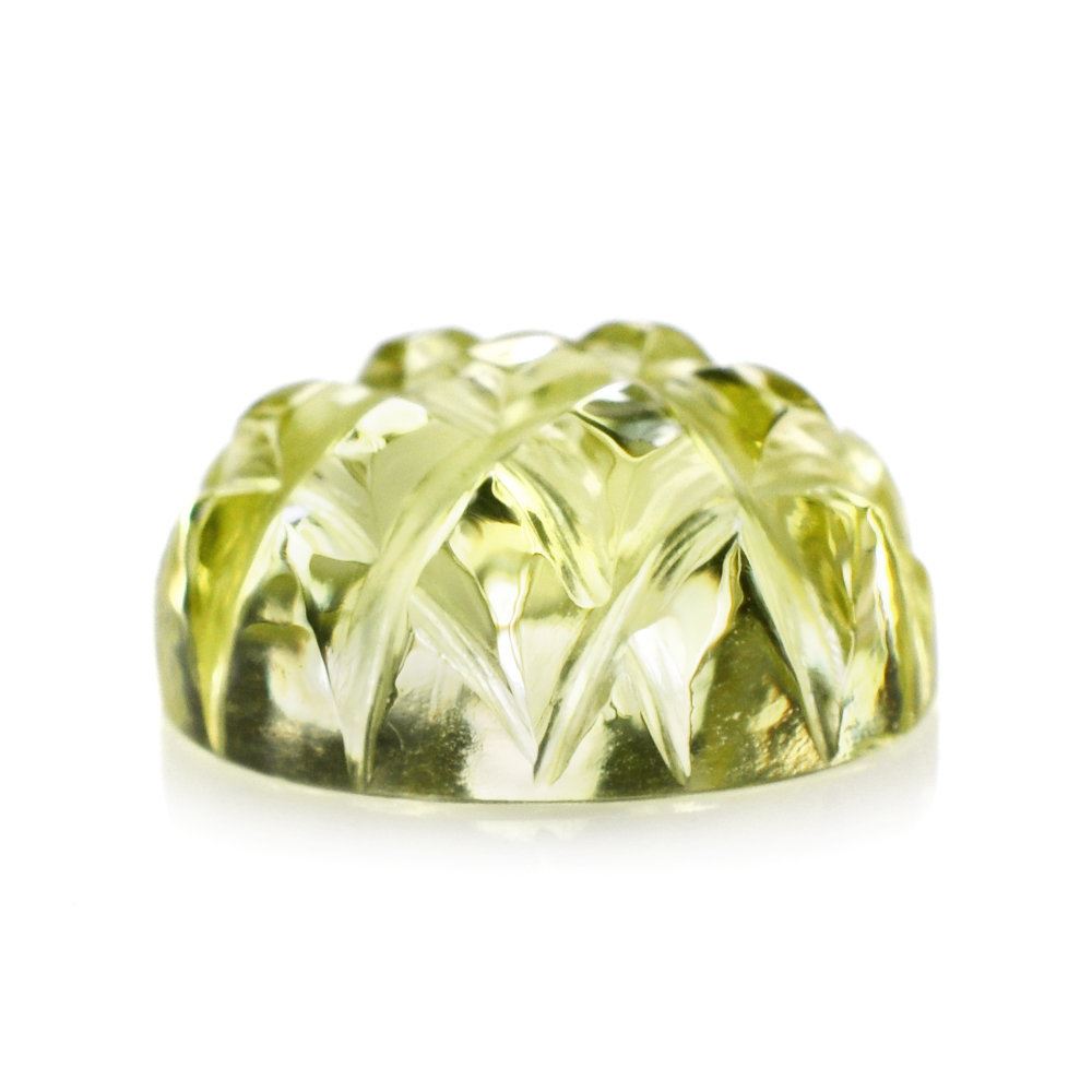 LEMON QUARTZ PINEAPPLE CARVED CAB (DES#9) 10X8MM 2.75 Cts.