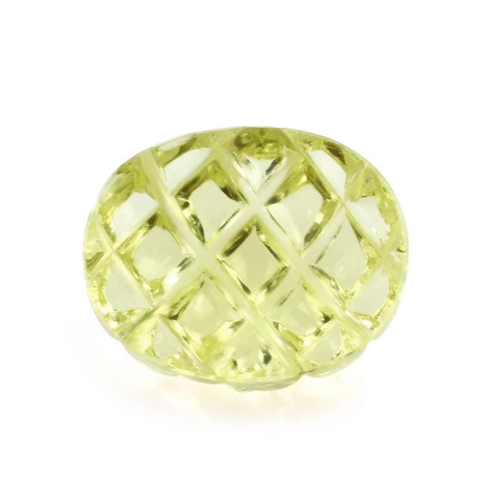 LEMON QUARTZ PINEAPPLE CARVED CAB (DES#9) 10X8MM 2.75 Cts.