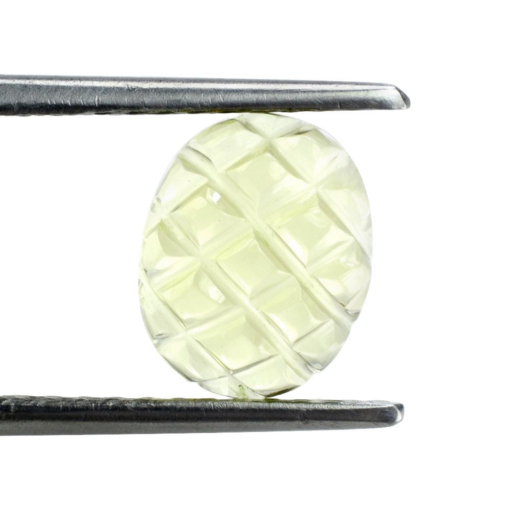 LEMON QUARTZ PINEAPPLE CARVED CAB (DES#9) 10X8MM 2.75 Cts.