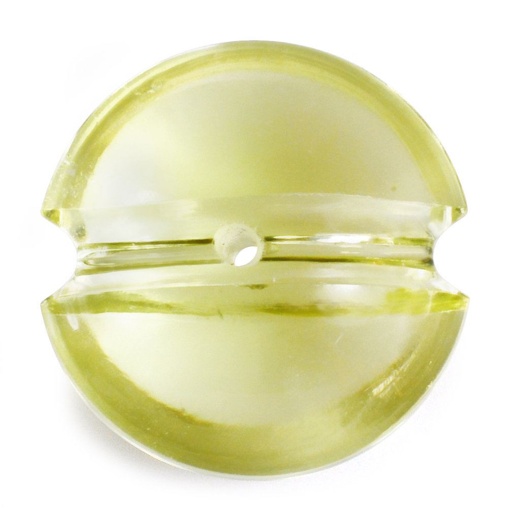 LEMON QUARTZ LENTIL ROUND WITH CARVED BELT (FULL DRILL) (DES#25) 14MM 8.25 Cts.
