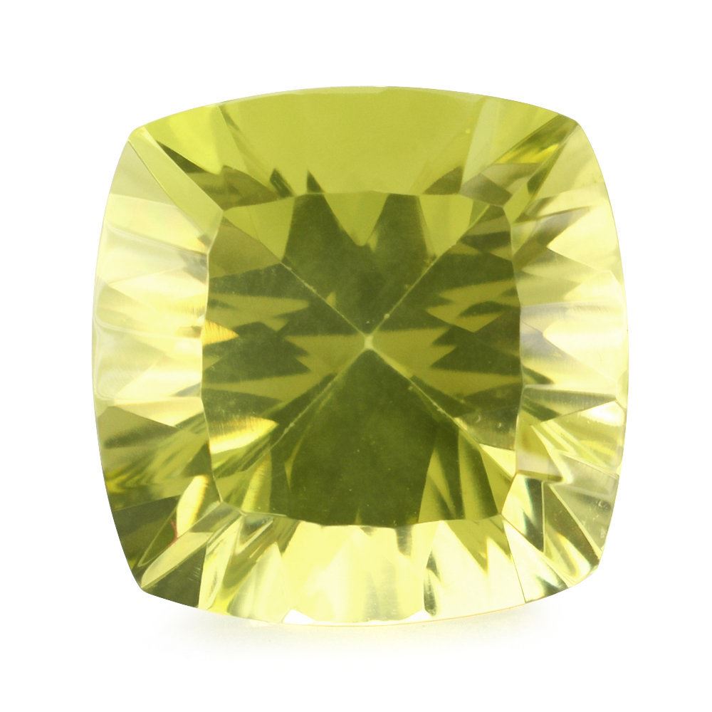 LEMON QUARTZ CONCAVE CUT CUSHION (DES#72) 12MM 7.25 Cts.