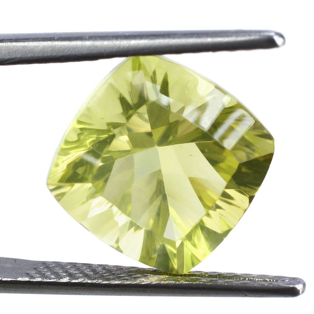 LEMON QUARTZ CONCAVE CUT CUSHION (DES#72) 12MM 7.25 Cts.