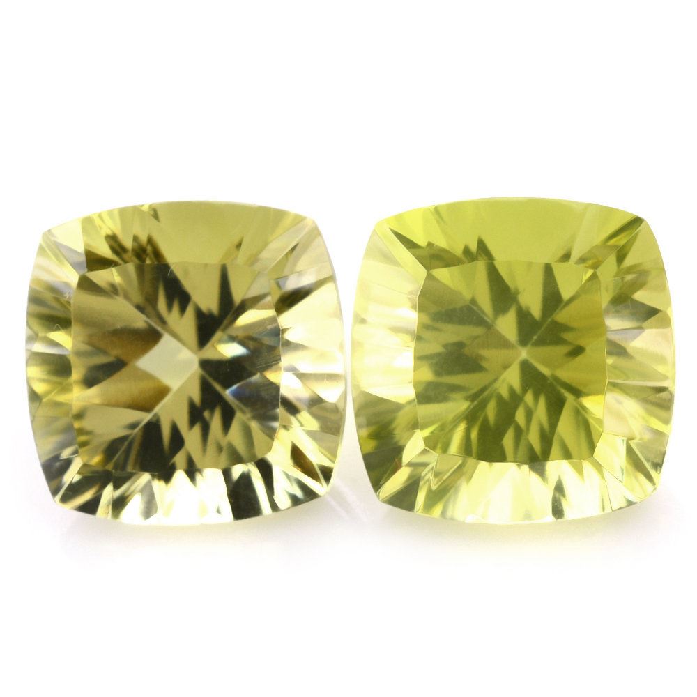 LEMON QUARTZ CONCAVE CUT CUSHION (DES#72) 12MM 7.25 Cts.