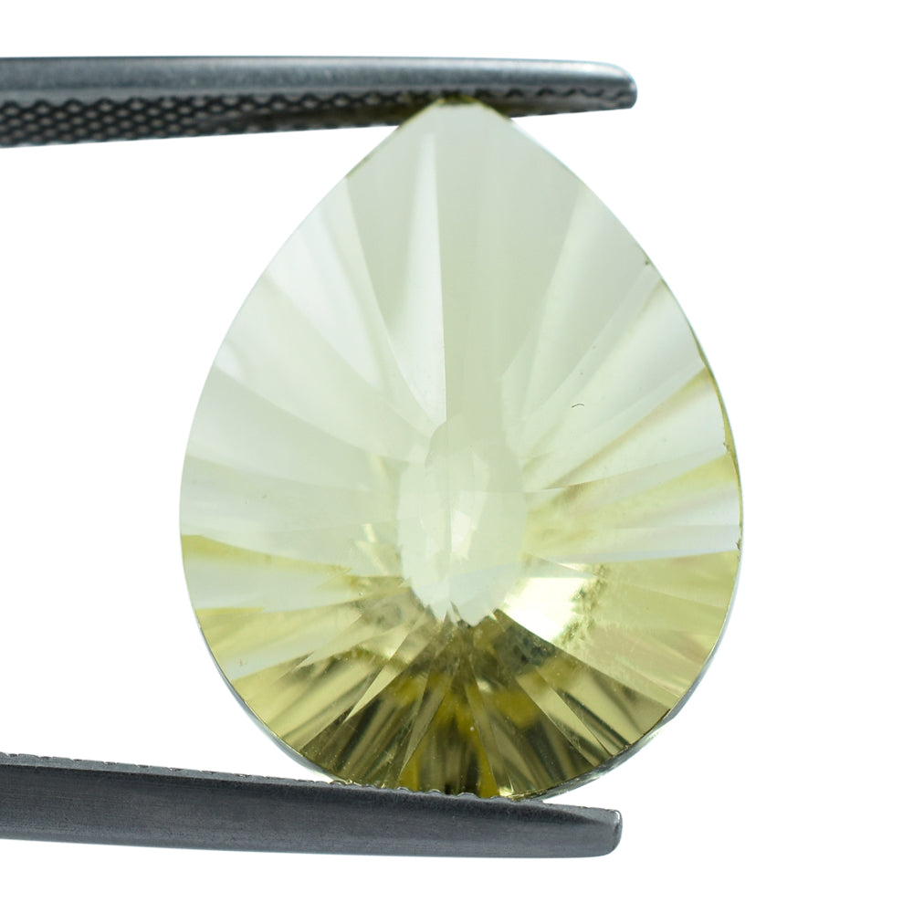 LEMON QUARTZ CONCAVE BRIOLETTE PEAR (DES#14) 20X15MM 10.80 Cts.