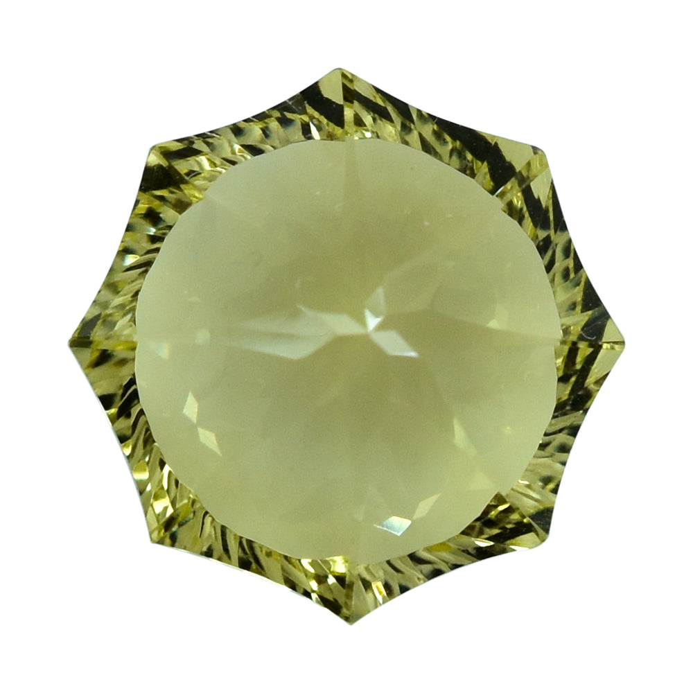 LEMON QUARTZ CONCAVE NINETY CUT ROUND (DES#83) 15MM 11.10 Cts.