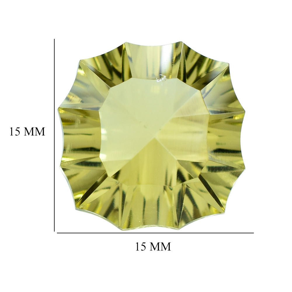 LEMON QUARTZ CONCAVE NINETY CUT CUSHION (DES#22) 15MM 11.40 Cts.