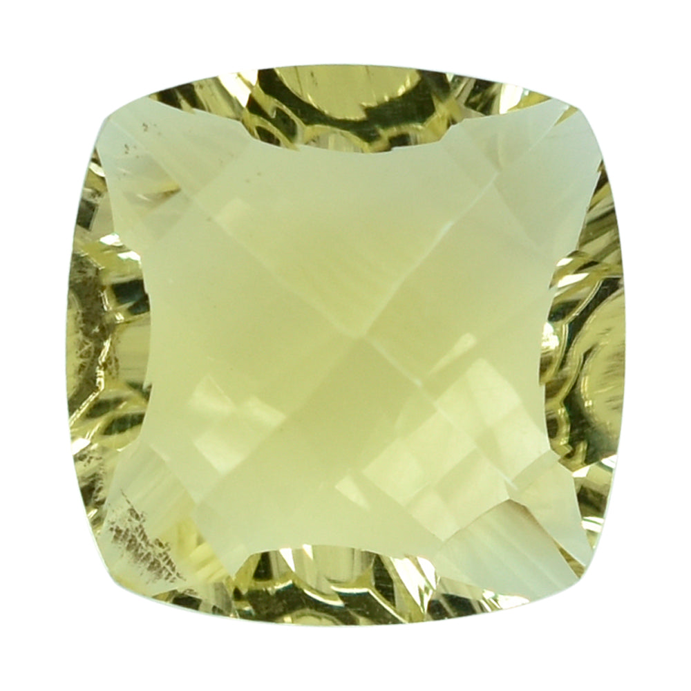 LEMON QUARTZ CONCAVE CUT CUSHION (DES#72) 14MM 8.60 Cts.