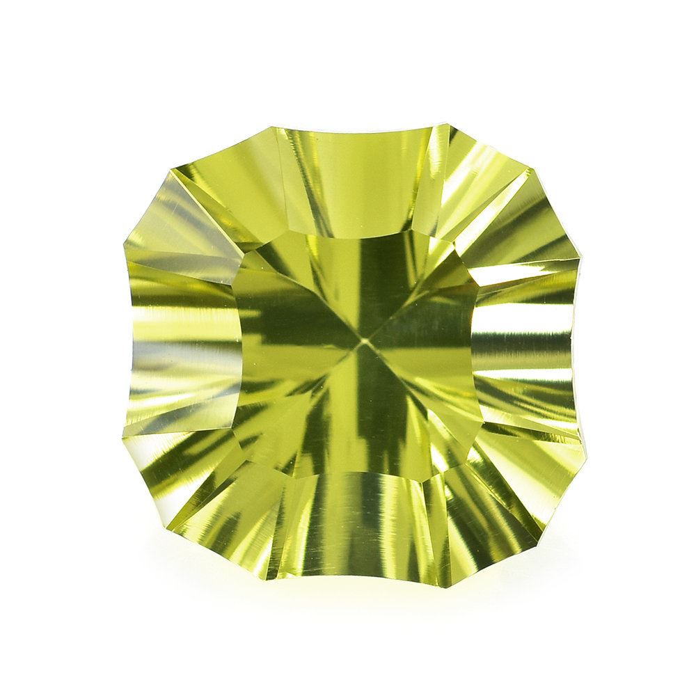 LEMON QUARTZ CONCAVE NINETY CUT CUSHION (DES#22) 12X12MM 5.60 Cts.