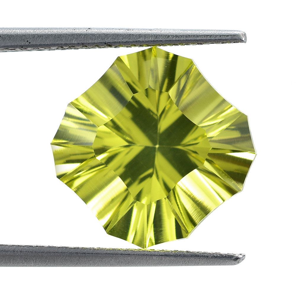 LEMON QUARTZ CONCAVE NINETY CUT CUSHION (DES#22) 12X12MM 5.60 Cts.