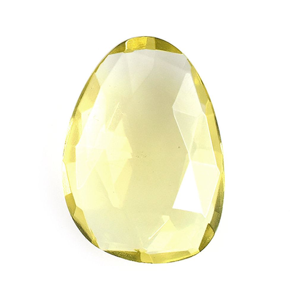 LEMON QUARTZ ROSE CUT BRIOLETTE PEARISH 14X10MM 3.78 Cts.