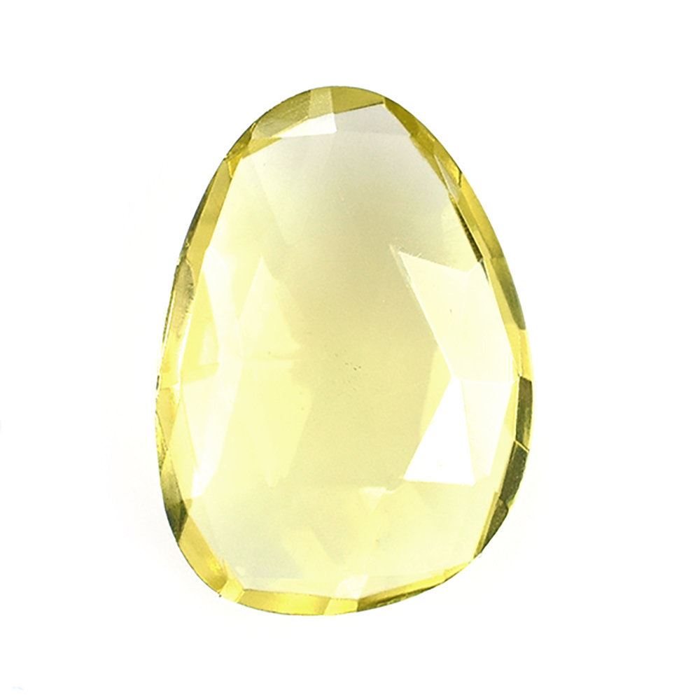LEMON QUARTZ ROSE CUT BRIOLETTE PEARISH 14X10MM 3.78 Cts.