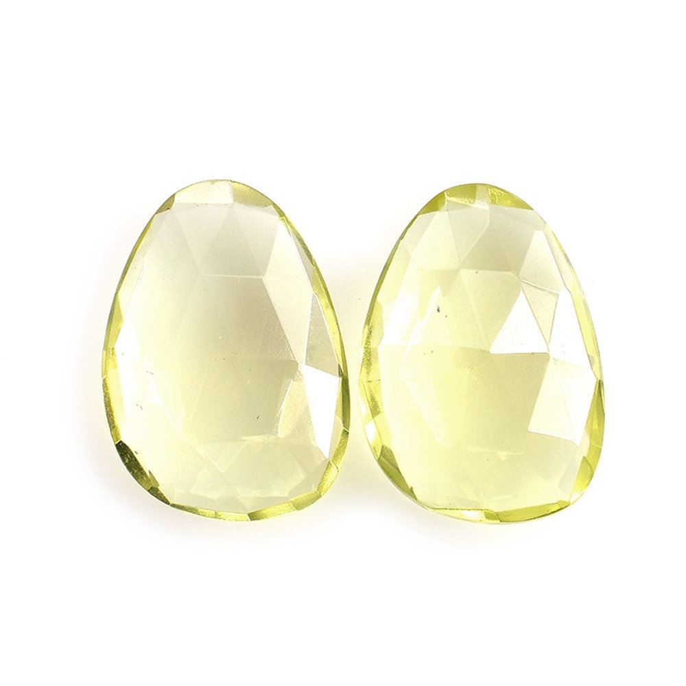 LEMON QUARTZ ROSE CUT BRIOLETTE PEARISH 14X10MM 3.78 Cts.