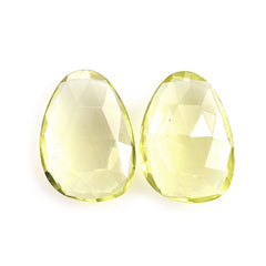 LEMON QUARTZ ROSE CUT BRIOLETTE PEARISH 14X10MM 3.78 Cts.