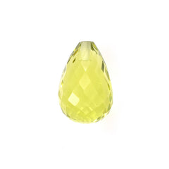 LEMON QUARTZ MICRO CHECKER FACETED BRIOLETTE DROP (GREEN GOLD) (CLEAN) (H/D_0.90) 14.00X10.00 MM 8.18 Cts.