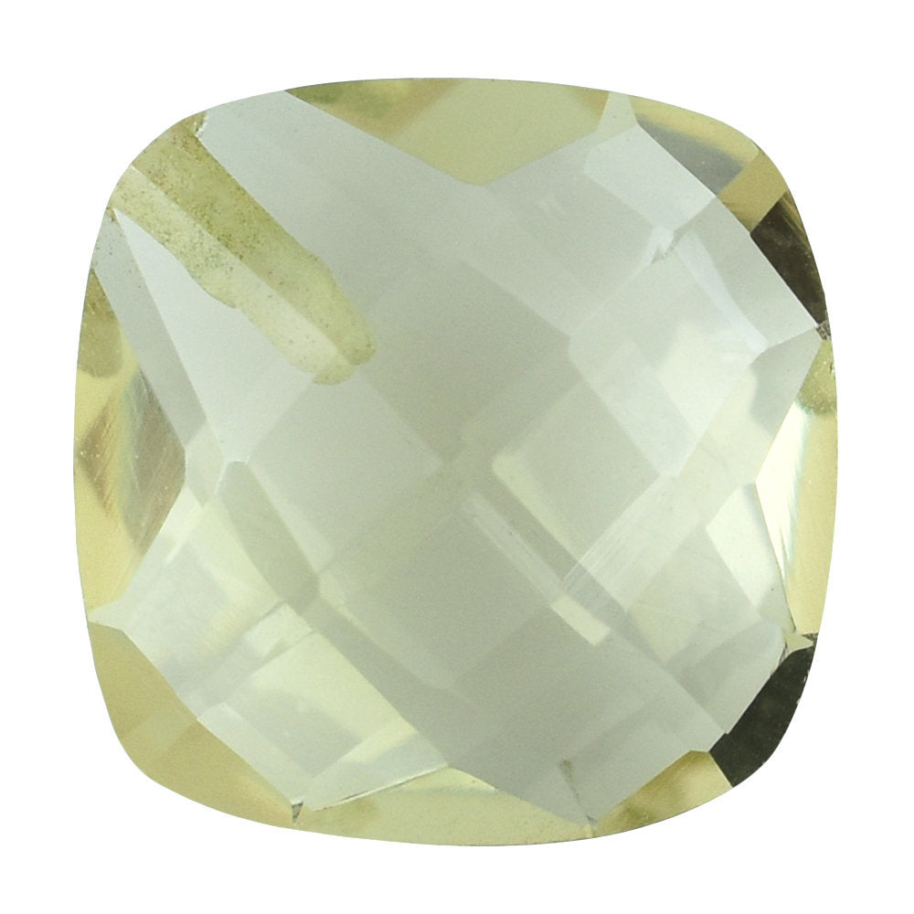 LEMON QUARTZ BRIOLETTE CUSHION (HALF DRILL) 10MM 3.75 Cts.