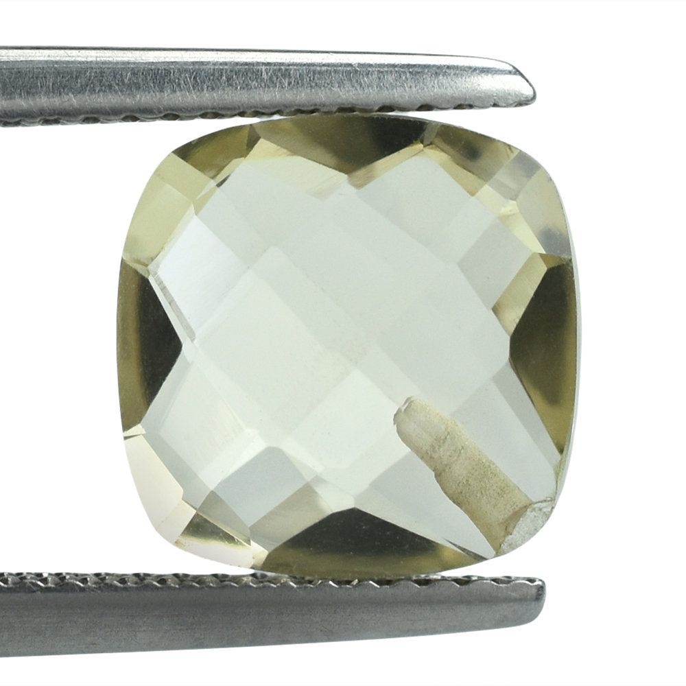 LEMON QUARTZ BRIOLETTE CUSHION (HALF DRILL) 10MM 3.75 Cts.