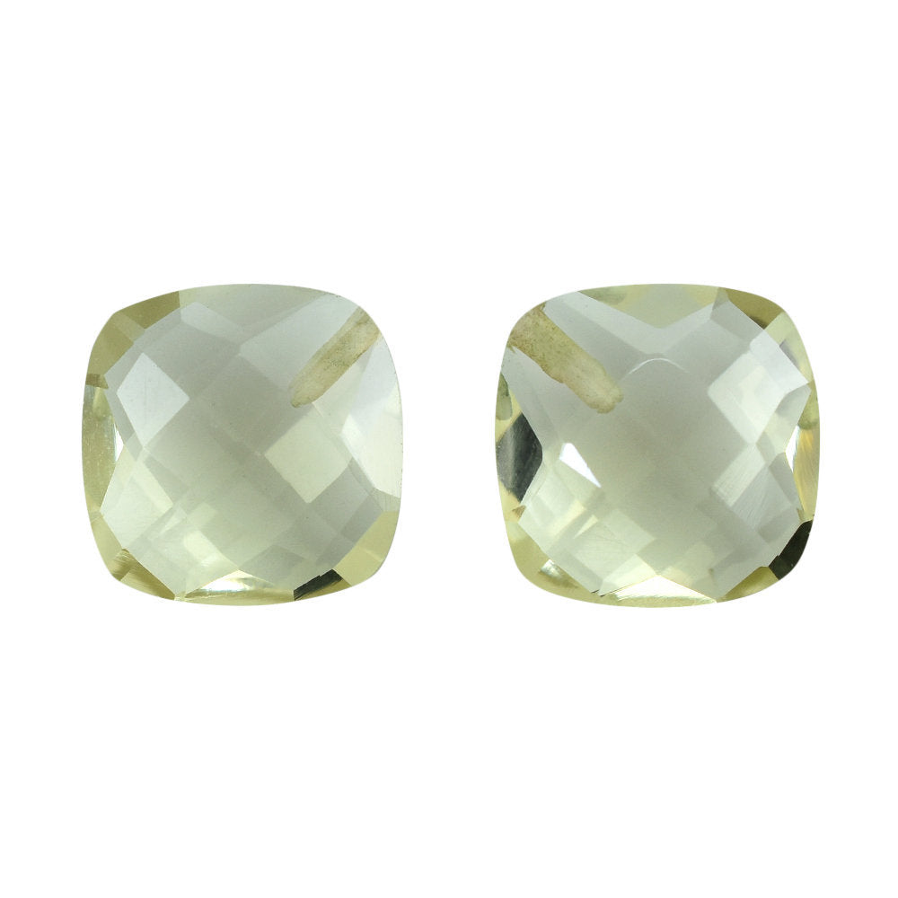 LEMON QUARTZ BRIOLETTE CUSHION (HALF DRILL) 10MM 3.75 Cts.