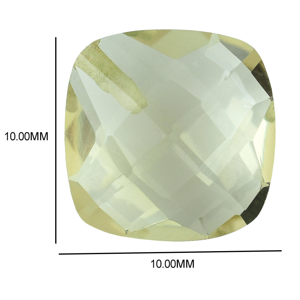 LEMON QUARTZ BRIOLETTE CUSHION (HALF DRILL) 10MM 3.75 Cts.
