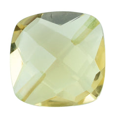 LEMON QUARTZ BRIOLETTE CUSHION (TWO HALF DRILL) 10MM 4.20 Cts.
