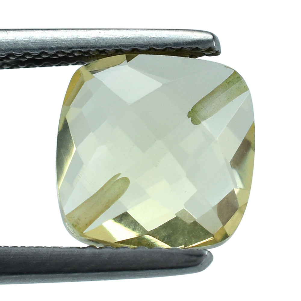 LEMON QUARTZ BRIOLETTE CUSHION (TWO HALF DRILL) 10MM 4.20 Cts.