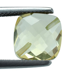 LEMON QUARTZ BRIOLETTE CUSHION (TWO HALF DRILL) 10MM 4.20 Cts.