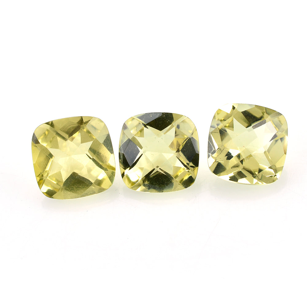 LEMON QUARTZ CHECKER CUT CUSHION 8MM 2.05 Cts.