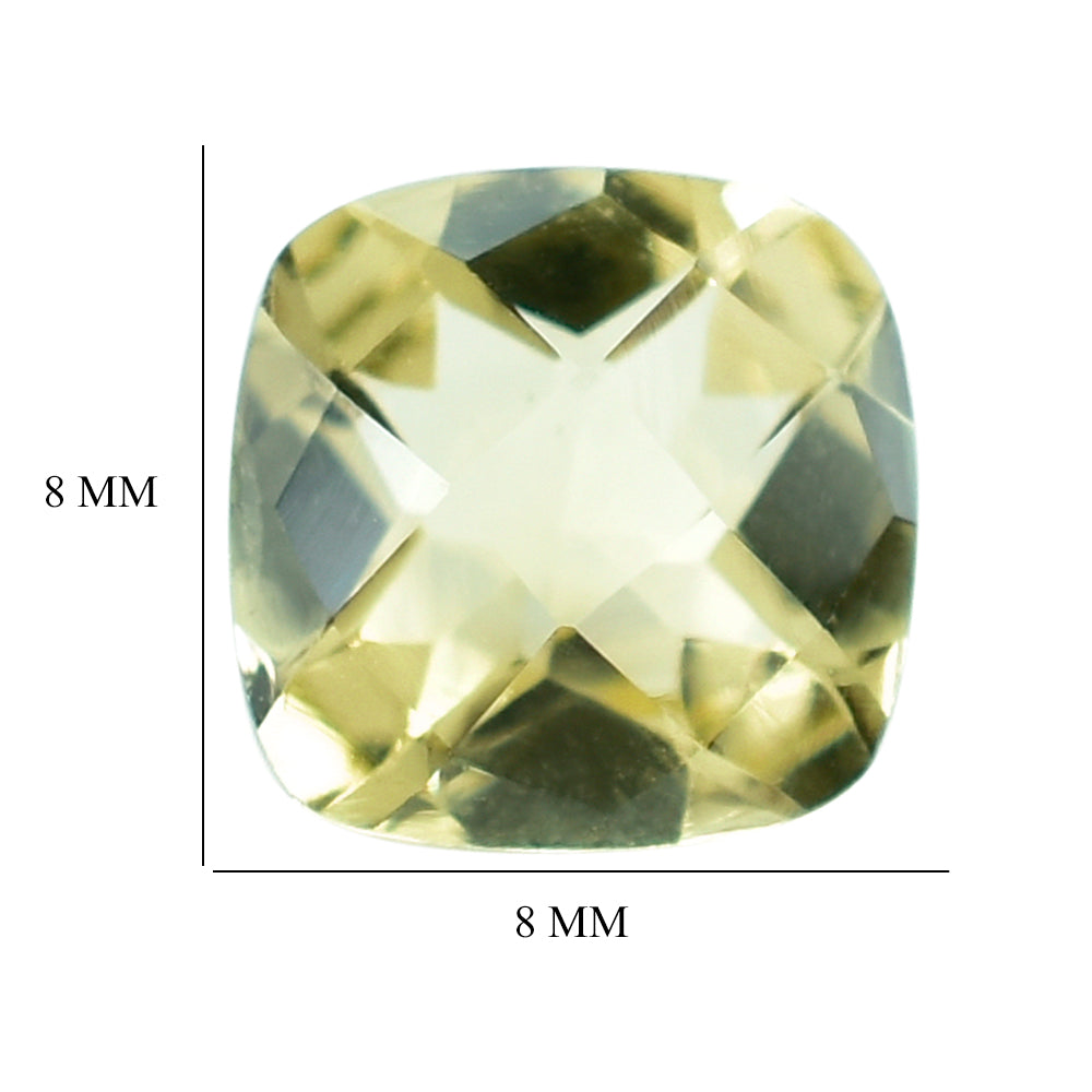 LEMON QUARTZ CHECKER CUT CUSHION 8MM 2.05 Cts.