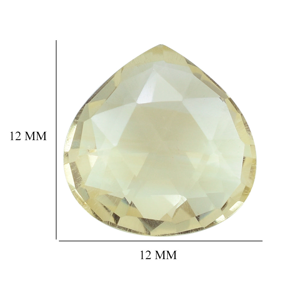 LEMON QUARTZ ROSE CUT BRIOLETTE PEAR 12.00MM 4.90 Cts.