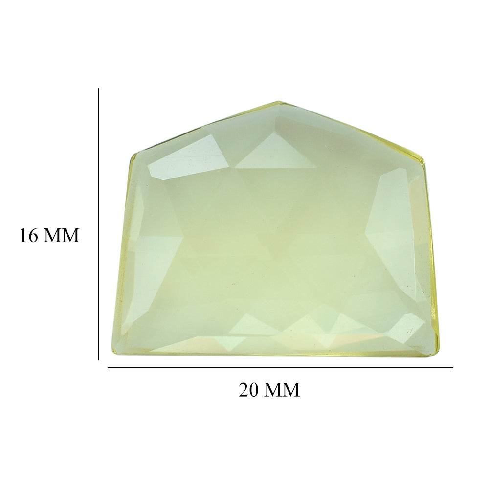 LEMON QUARTZ ROSE CUT FANCY CAB 20X16MM 11.32CTS.