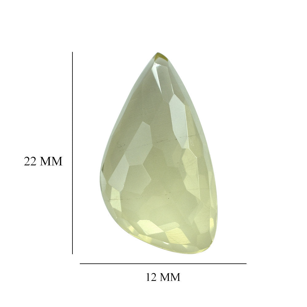 LEMON QUARTZ IRREGULAR FACET FANCY CAB 22X12MM 8.75CTS.