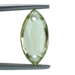 LEMON QUARTZ ROSE CUT BRIOLETTE MARQUISE (TWO FULL DRILL) 16X8MM 3.83CTS.