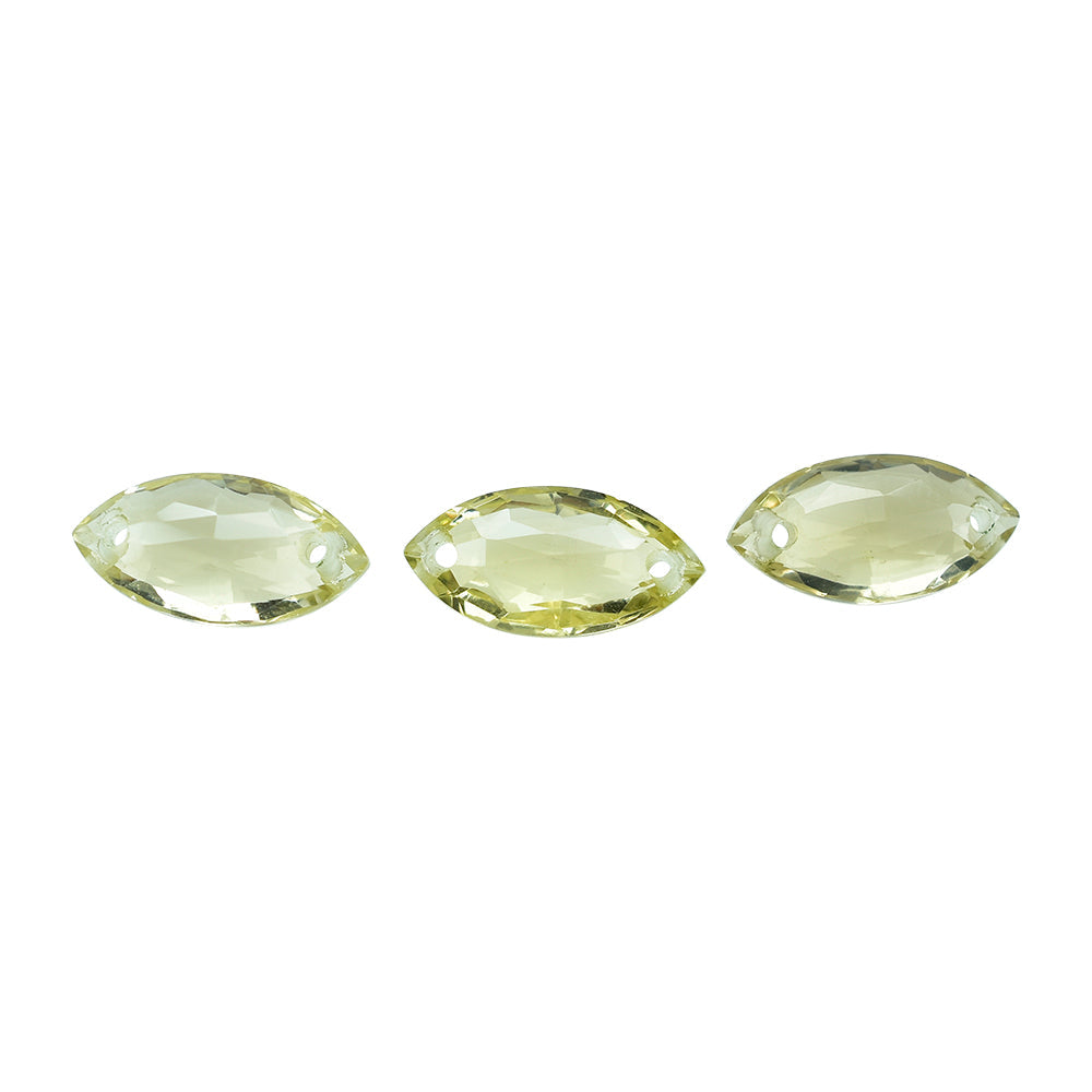 LEMON QUARTZ ROSE CUT BRIOLETTE MARQUISE (TWO FULL DRILL) 16X8MM 3.83CTS.