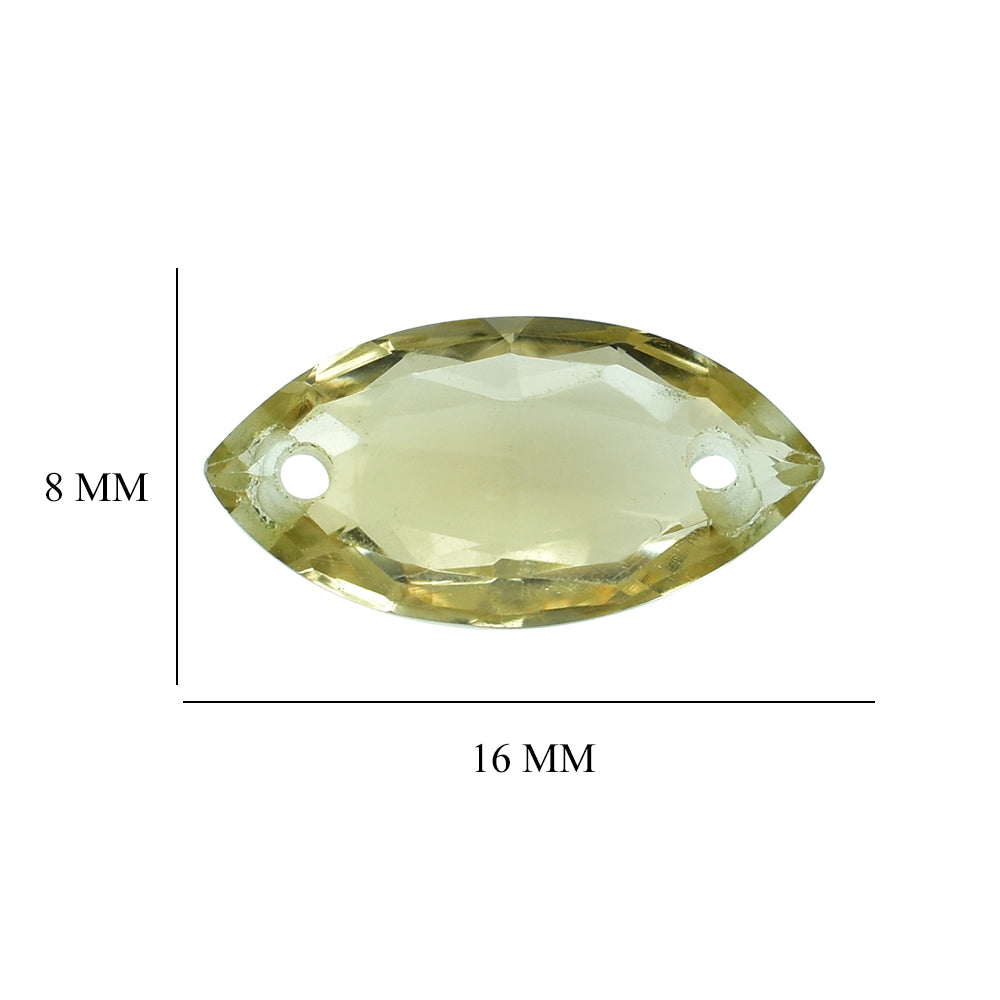 LEMON QUARTZ ROSE CUT BRIOLETTE MARQUISE (TWO FULL DRILL) 16X8MM 3.83CTS.