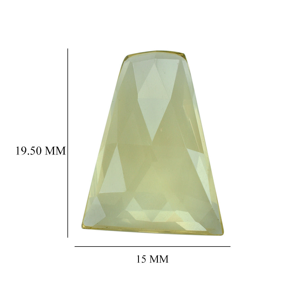 LEMON QUARTZ ROSE CUT TAPERED CAB 19.50X15MM 8.55CTS.