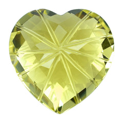 LEMON QUARTZ CHECKER CUT TOP PRINCESS BACK LAZER CUT HEART 15MM (DES#21)  10.49 Cts.