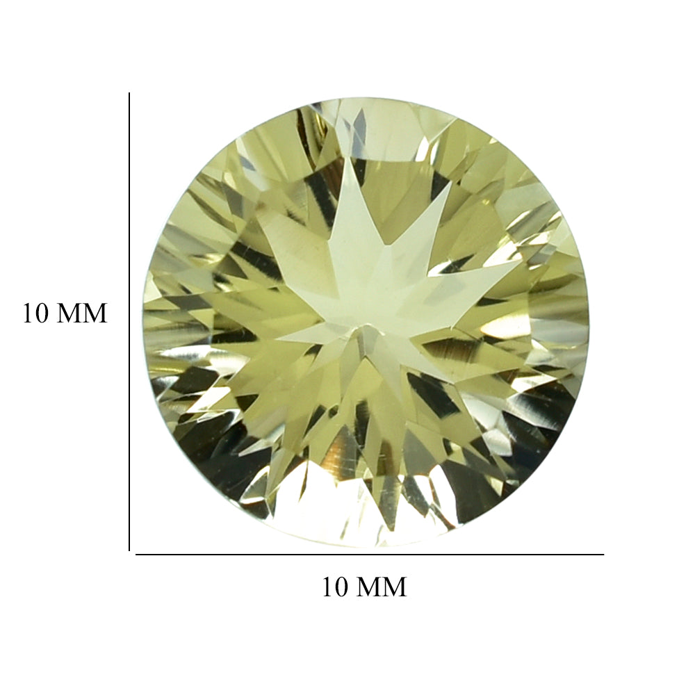 LEMON QUARTZ CONCAVE CUT ROUND 10MM (DES#45) 3.53CTS.