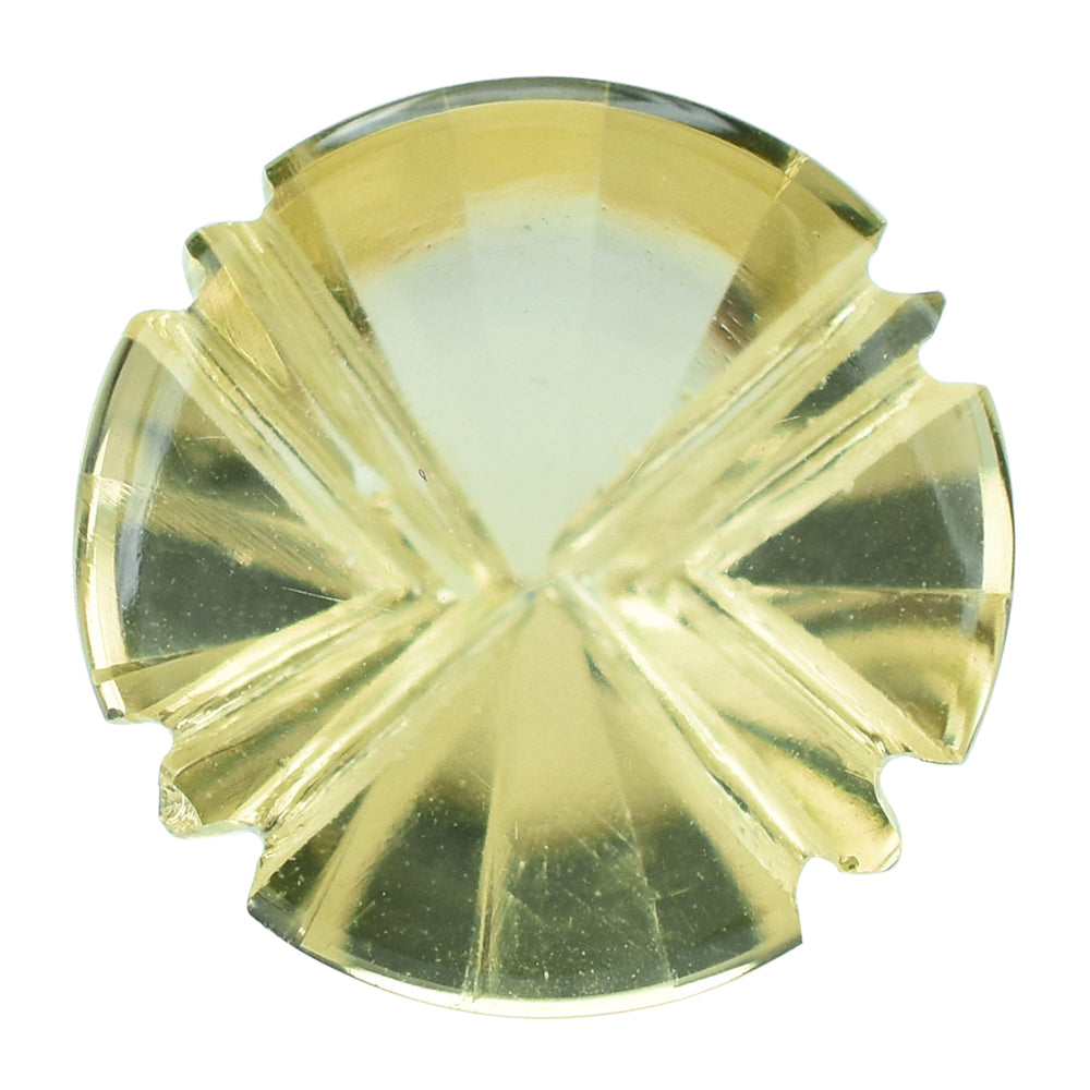 LEMON QUARTZ FLAT BUFFTOP X BACK ROUND 14MM 6.65CTS.