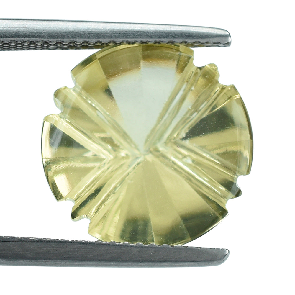 LEMON QUARTZ FLAT BUFFTOP X BACK ROUND 14MM 6.65CTS.