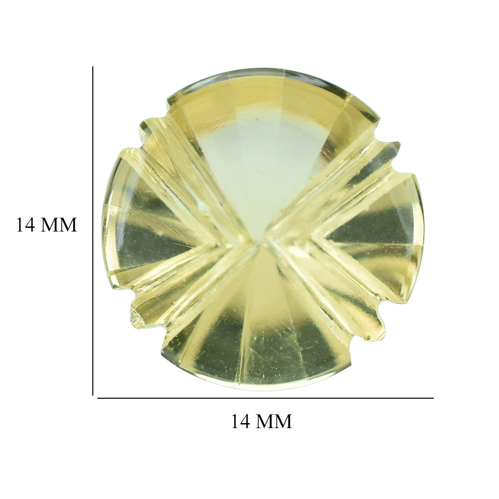 LEMON QUARTZ FLAT BUFFTOP X BACK ROUND 14MM 6.65CTS.