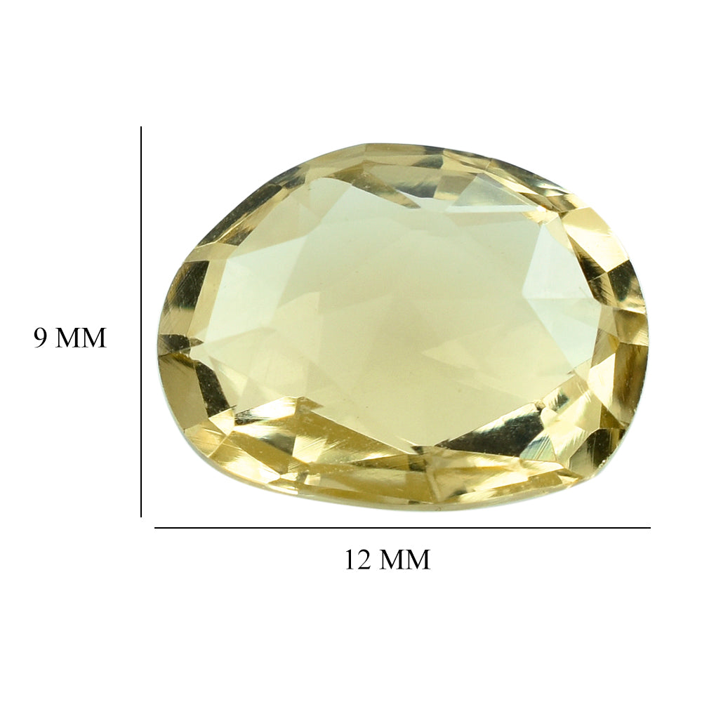 LEMON QUARTZ ROSE CUT BRIOLETTE FANCY SHAPE 12X9MM 3.97CTS.