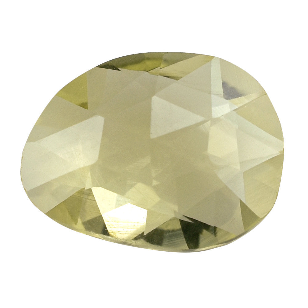 LEMON QUARTZ ROSE CUT BRIOLETTE FANCY SHAPE 12X9MM 3.11CTS.