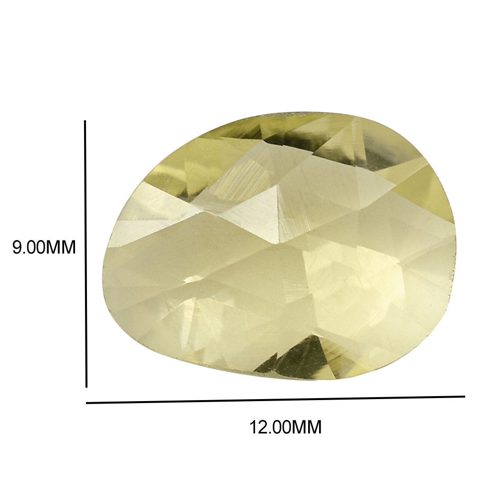 LEMON QUARTZ ROSE CUT BRIOLETTE FANCY SHAPE 12X9MM 3.11CTS.
