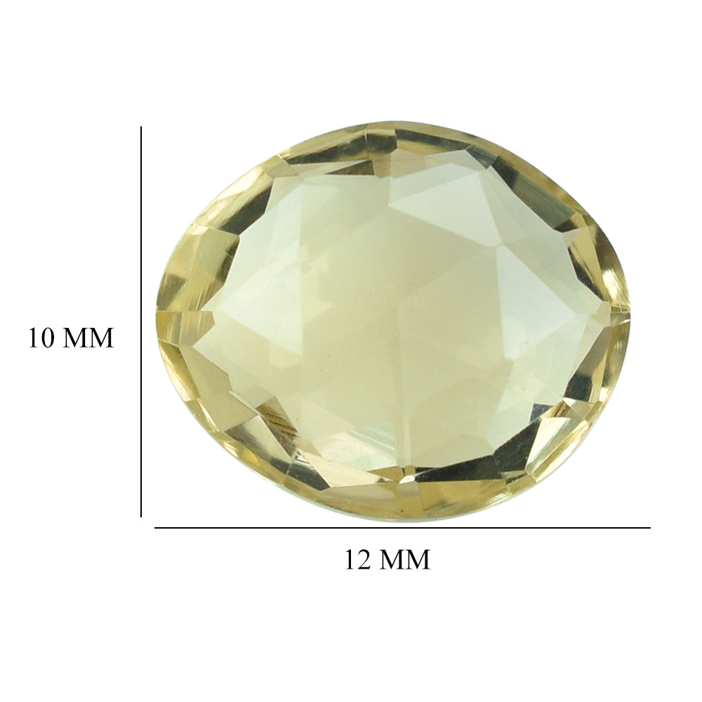 LEMON QUARTZ ROSE CUT BRIOLETTE FANCY SHAPE 12X10MM 4.34CTS.
