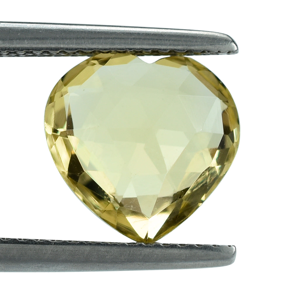 LEMON QUARTZ ROSE CUT BRIOLETTE HEART 10MM 3.16CTS.