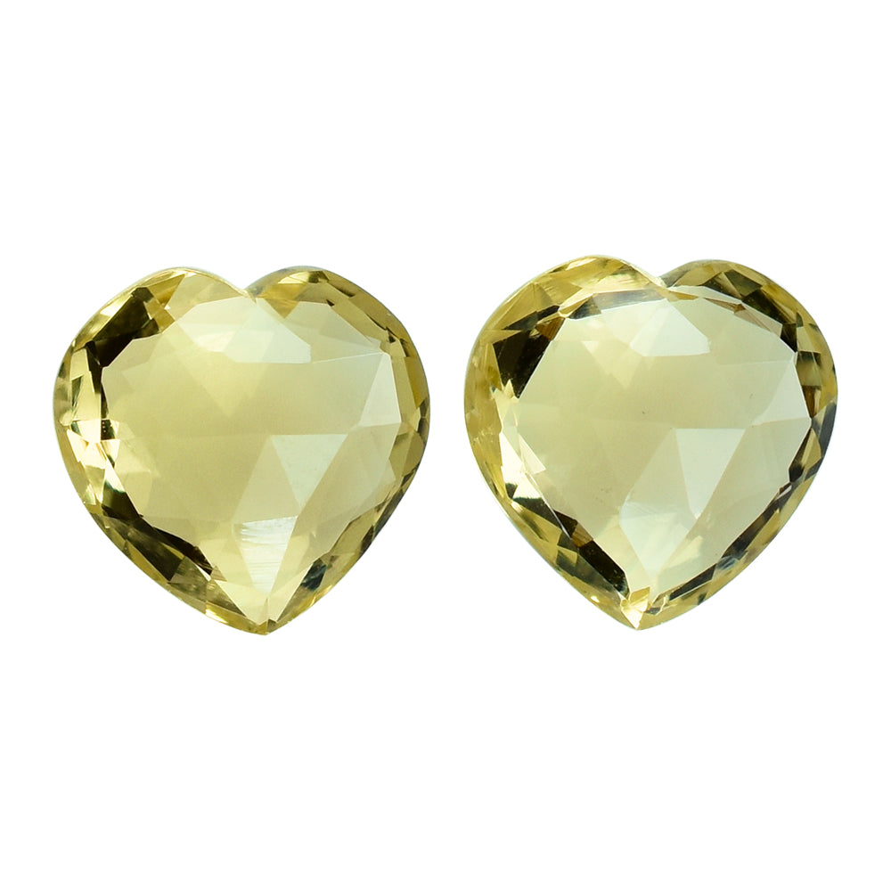 LEMON QUARTZ ROSE CUT BRIOLETTE HEART 10MM 3.16CTS.