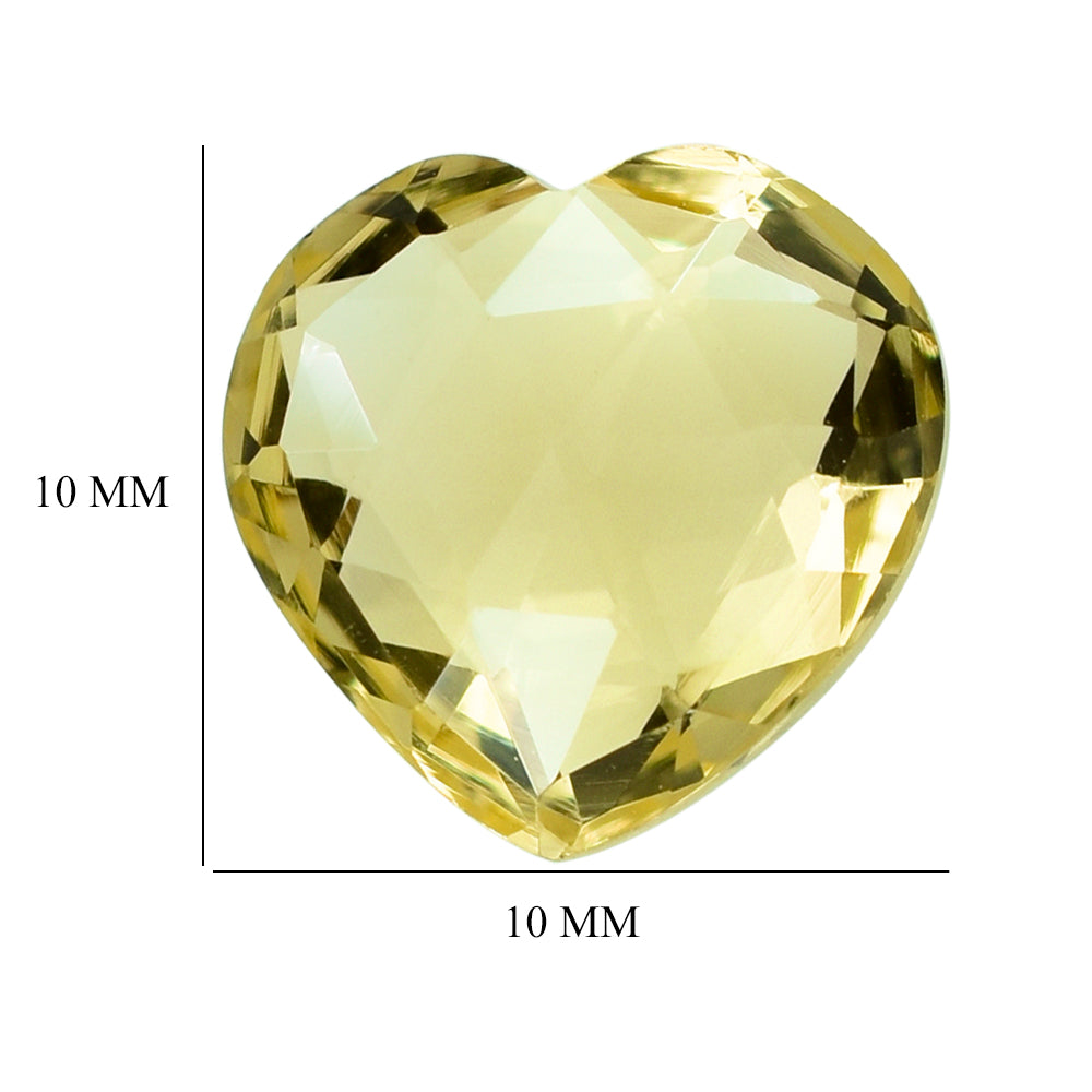 LEMON QUARTZ ROSE CUT BRIOLETTE HEART 10MM 3.16CTS.