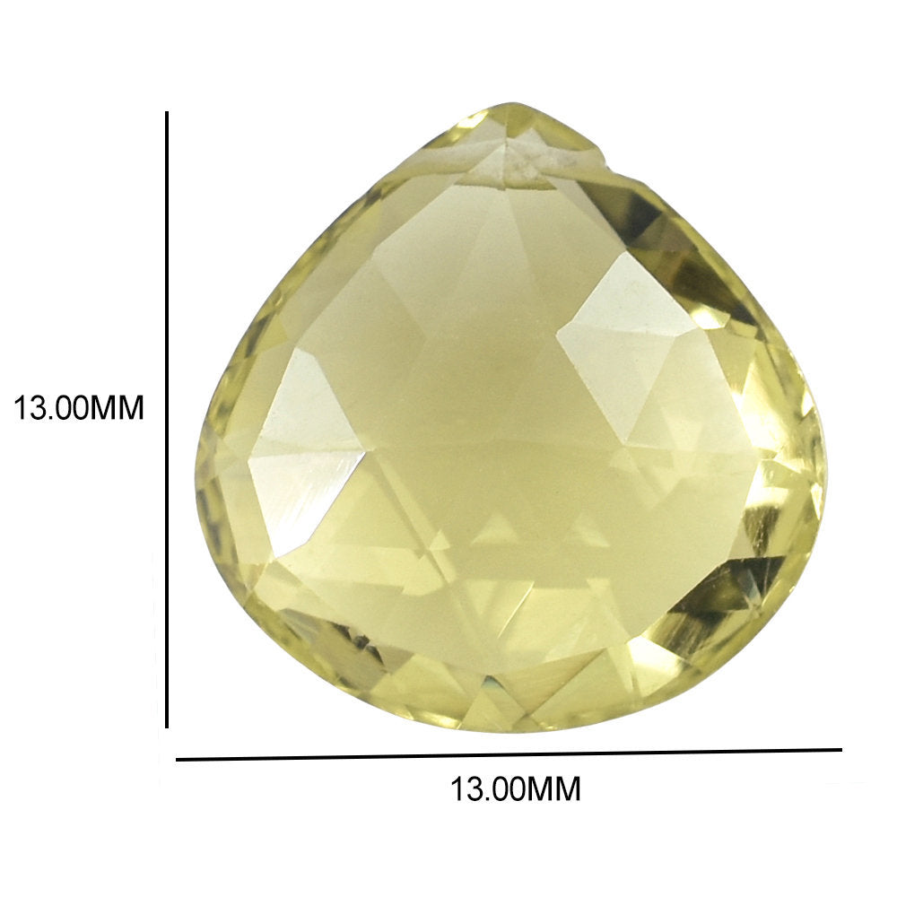 LEMON QUARTZ ROSE CUT BRIOLETTE HEART (FULL DRILL) 13MM 6.46CTS.