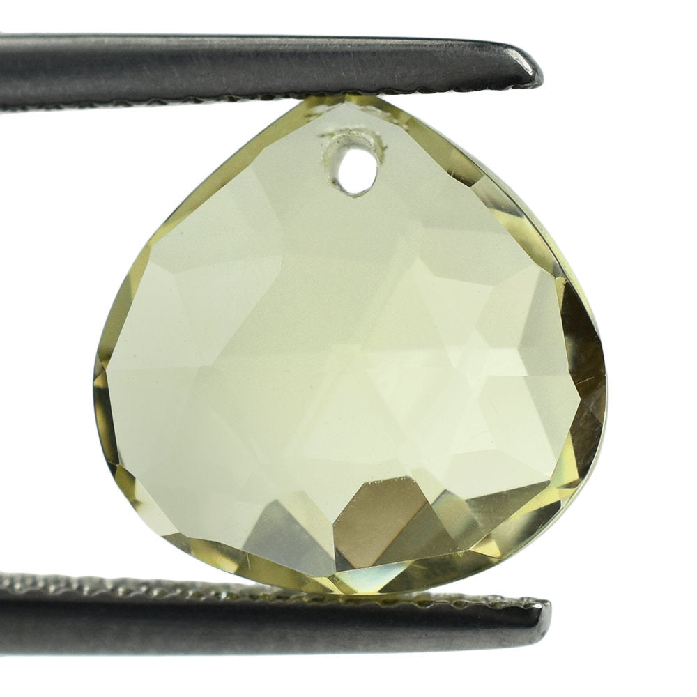 LEMON QUARTZ ROSE CUT BRIOLETTE HEART (FULL DRILL) 12MM 5.28CTS.