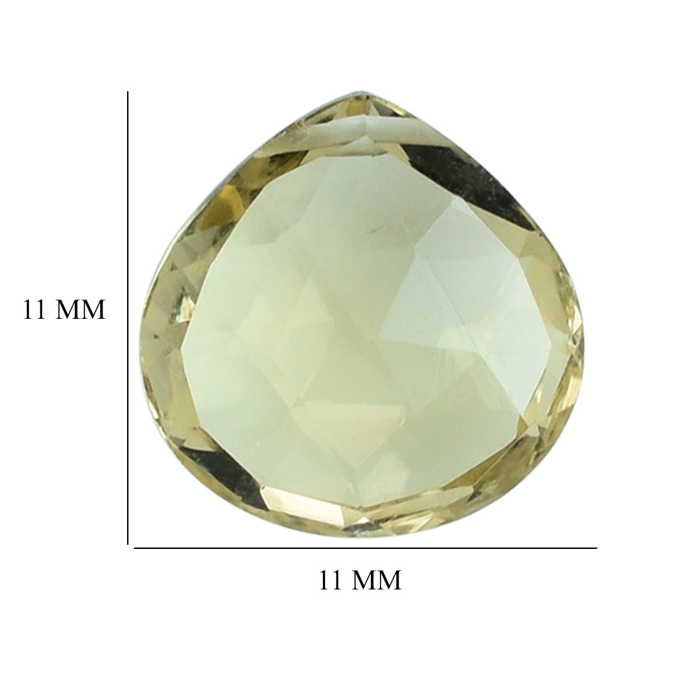 LEMON QUARTZ ROSE CUT BRIOLETTE HEART (FULL DRILL) 11MM 4.09CTS.
