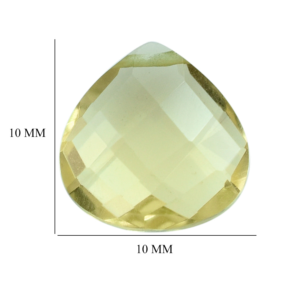 LEMON QUARTZ BRIOLETTE HEART (FULL DRILL) 10MM 3.02CTS.